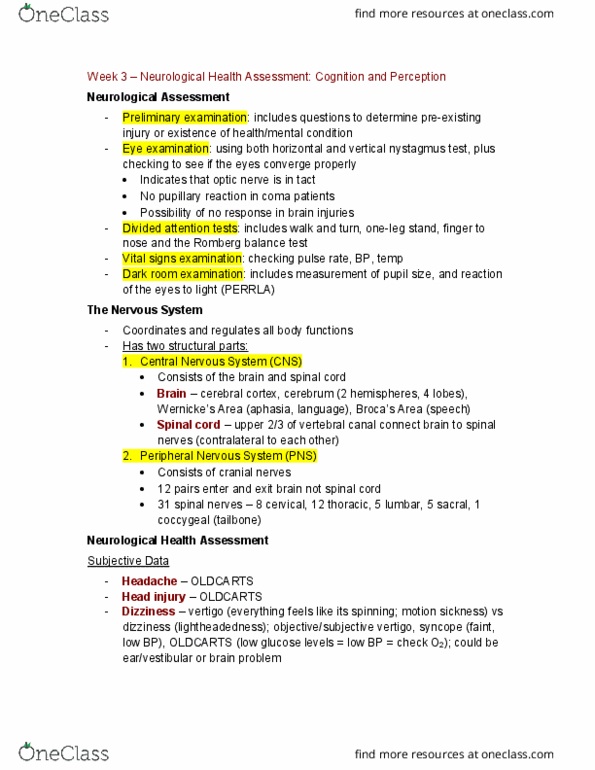 NSG3 Lecture Notes - Lecture 15: Stereognosis, Hyperreflexia, Truck Acts thumbnail