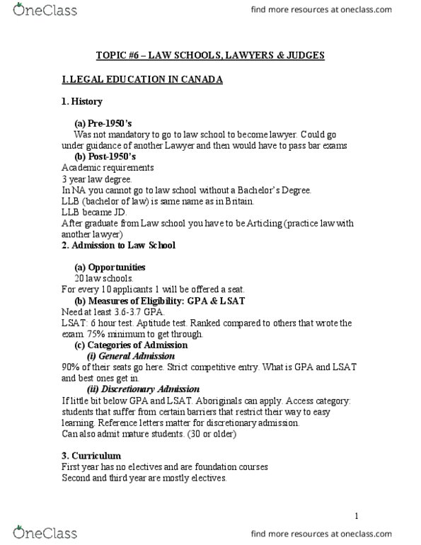 CRIM 135 Lecture Notes - Lecture 6: Bachelor Of Laws, Education In Canada, Job Security thumbnail