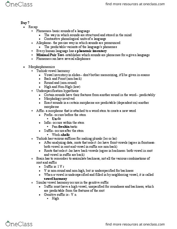 LING 200 Lecture Notes - Lecture 2: Genitive Case, Underspecification, Front Vowel thumbnail