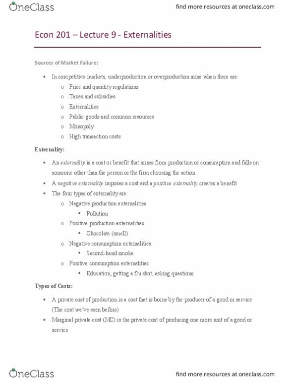 EC 201 Lecture Notes - Lecture 9: Coase Theorem, Avoidance Speech, Clean Technology thumbnail