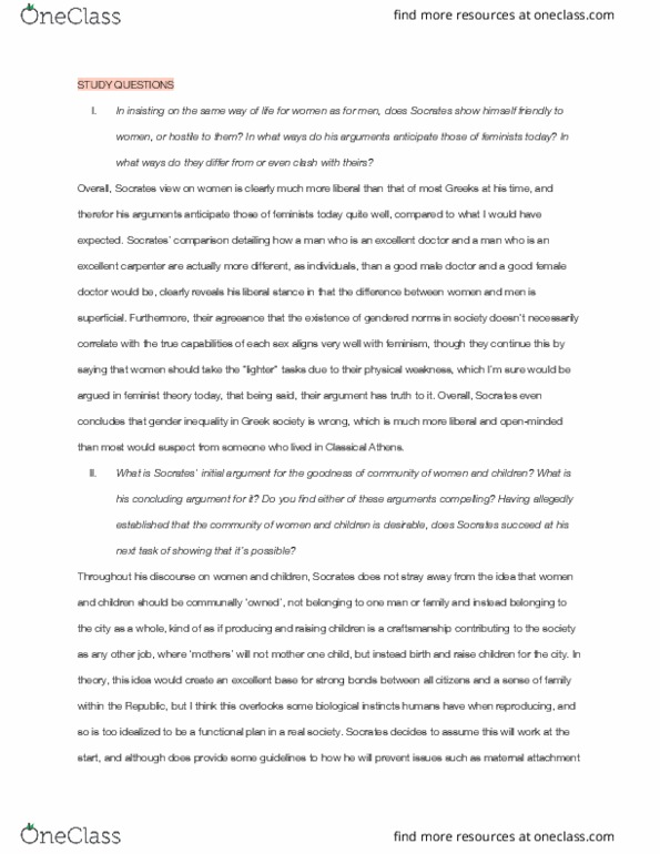 POL200Y1 Chapter Notes - Chapter Study Questions: Feminist Theory thumbnail