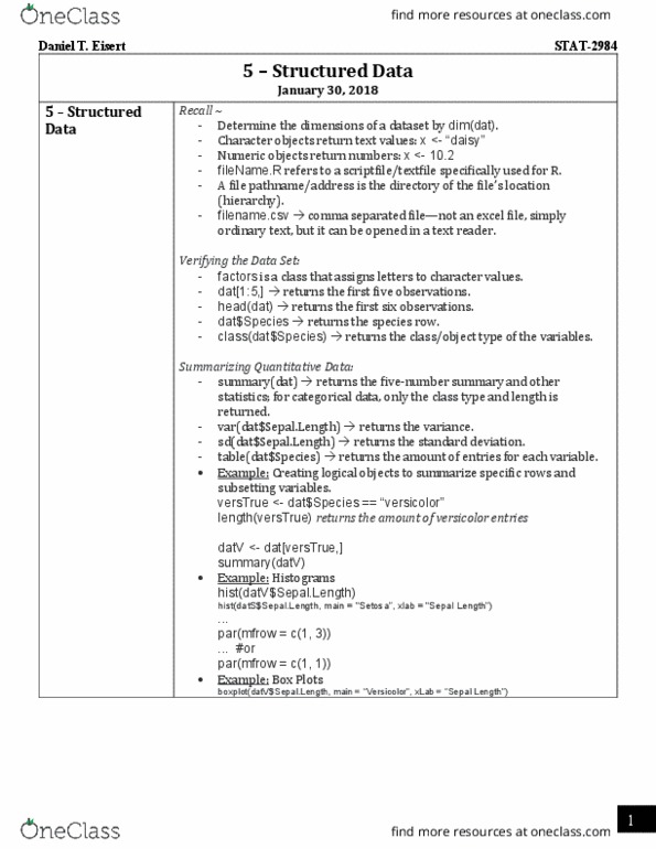 STAT 2984 Lecture 5: STAT-2984 - Notes - 5 - Structured Data thumbnail