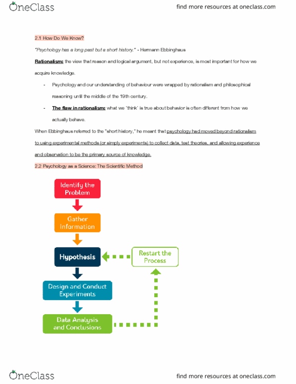 PSY100H1 Chapter Notes - Chapter 2: Illusory Superiority, Empiricism, Inter-Rater Reliability thumbnail