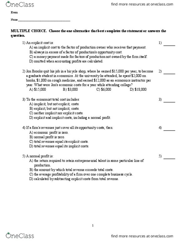 ECN 104 Study Guide - Fall 2017, Final - Imperfect Competition ...