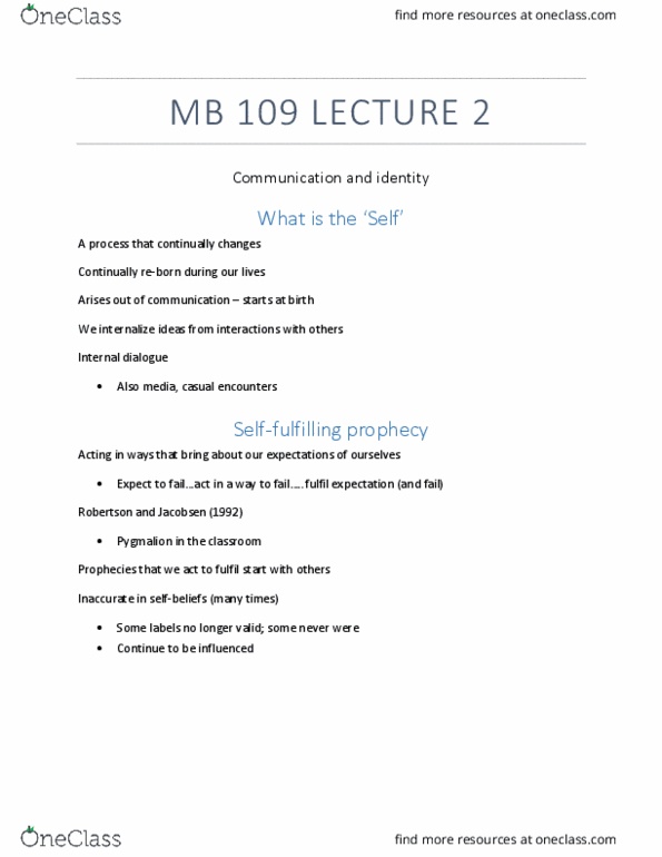 MB109 Lecture Notes - Lecture 2: Customer Service, Identity Management, Not Fair thumbnail