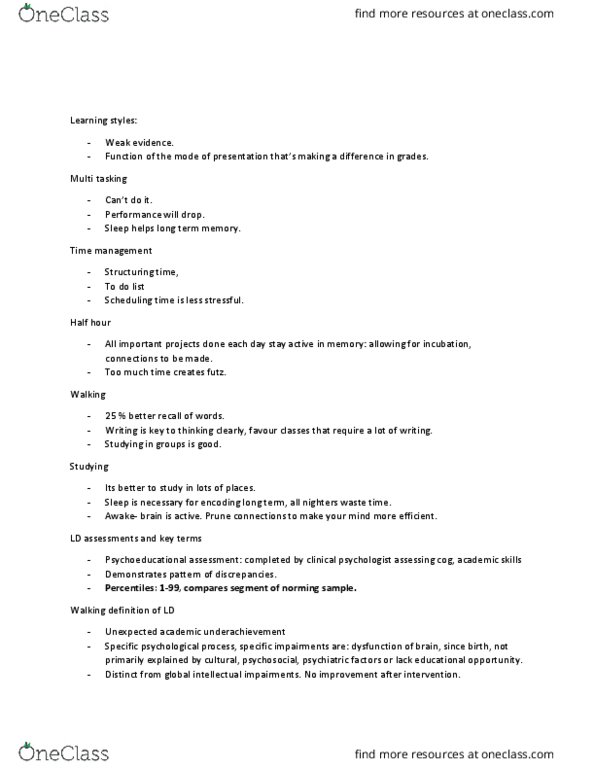 PSYC 2600 Lecture Notes - Lecture 5: Dyslexia, Long-Term Memory, Time Management thumbnail