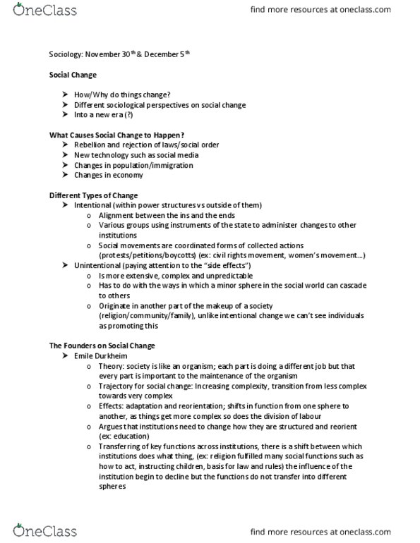 SOC 1101 Lecture Notes - Lecture 11: Anomie, Sociological Perspectives thumbnail