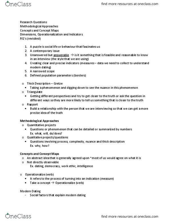 SOC204H1 Lecture Notes - Lecture 1: Thick Description, Operationalization thumbnail