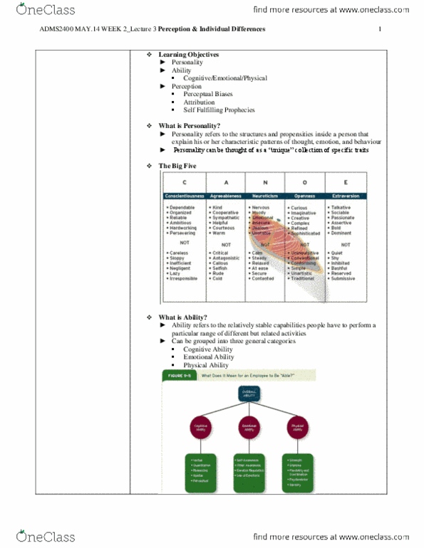 ADMS 2400 Lecture Notes - Lecture 2: Fundamental Attribution Error thumbnail