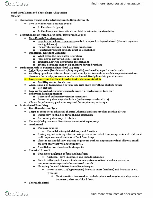 NURS 3334 Lecture Notes - Lecture 2: Tachypnea, Neonatal Resuscitation Program, Gluconeogenesis thumbnail