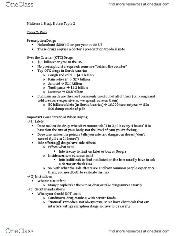 BPS 1101 Lecture Notes - Lecture 2: Salicylic Acid, Laxative, Nicotine thumbnail