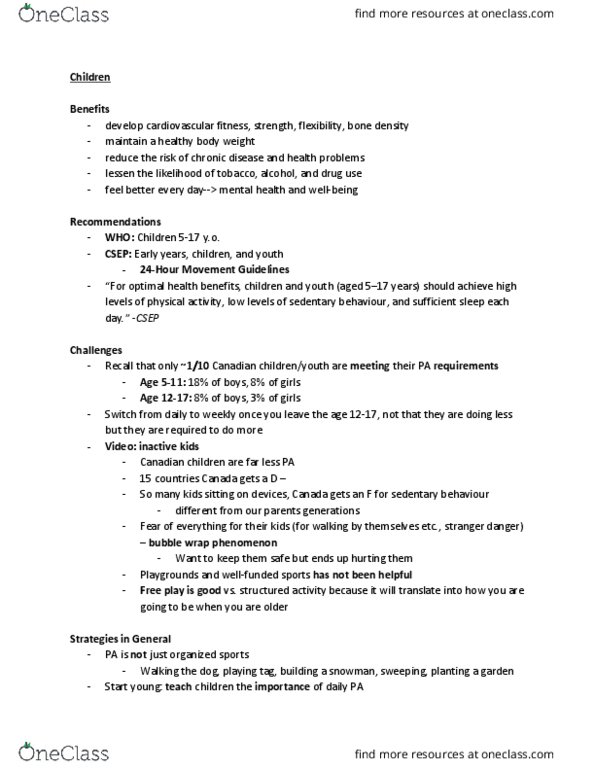 Kinesiology 2000A/B Lecture Notes - Lecture 9: Exercise Intensity, Impaired Glucose Tolerance, Osteoporosis thumbnail