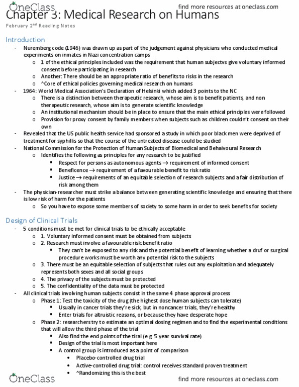 Health Sciences 2610F/G Chapter Notes - Chapter 3: Deontological Ethics, United States Public Health Service, Nuremberg Code thumbnail