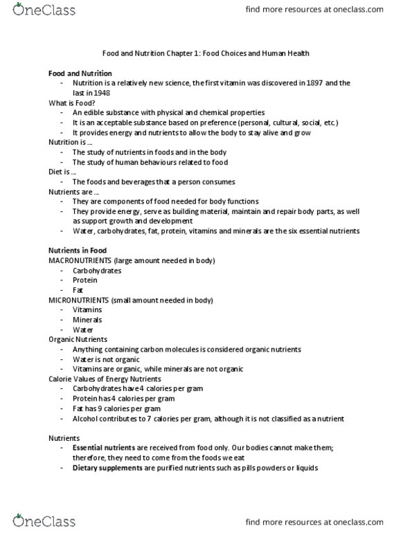 Foods and Nutrition 1021 Chapter Notes - Chapter 1: Nutritional Genomics, Sickle-Cell Disease, Quackery thumbnail