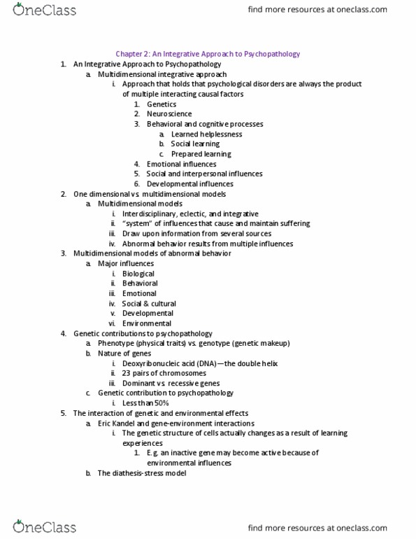 PSYC 4430 Lecture Notes - Lecture 2: Reuptake, Frontal Lobe, Psychopathology thumbnail