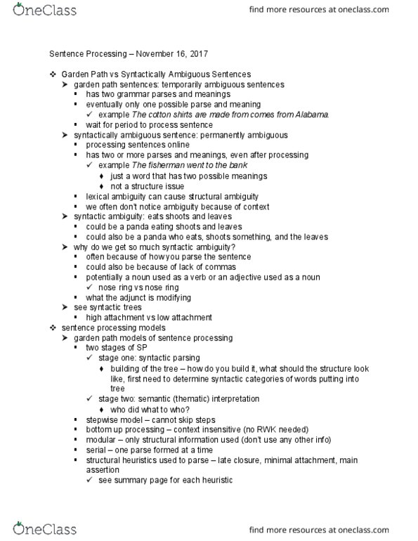 01:830:351 Lecture Notes - Lecture 18: Syntactic Ambiguity, Parsing thumbnail