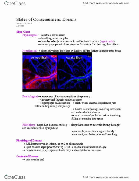 PSYCH101 Lecture Notes - Lecture 5: Hypnic Jerk, Hypnagogia, Neural Development thumbnail