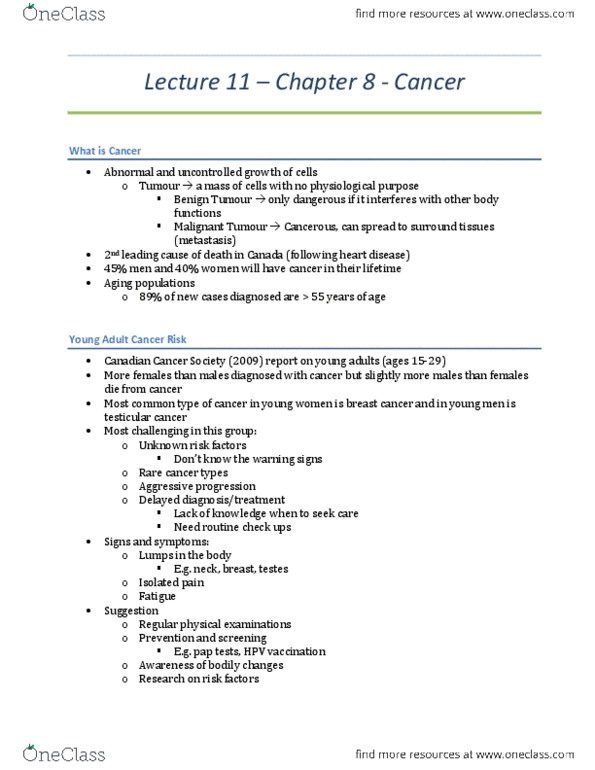 Health Sciences 1001A/B Lecture Notes - Lecture 11: Screen Test, Passive Smoking, Sun Tanning thumbnail