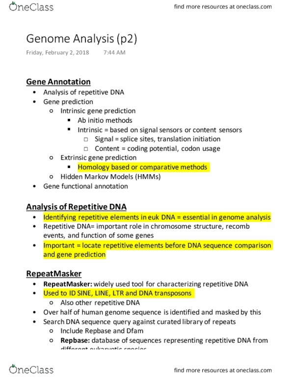 BCHM 4400 Lecture Notes - Lecture 6: Ab Initio Quantum Chemistry Methods, Dna Annotation, Gene Prediction thumbnail