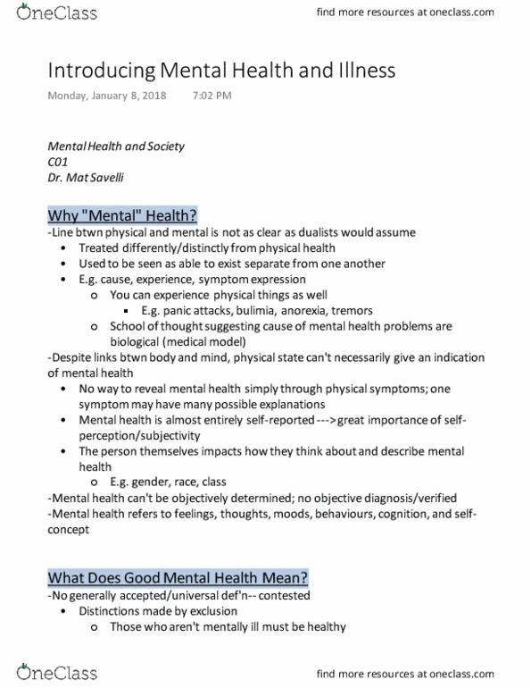 HLTHAGE 2G03 Lecture Notes - Lecture 1: Mental Disorder, Bulimia Nervosa, Group Cohesiveness thumbnail