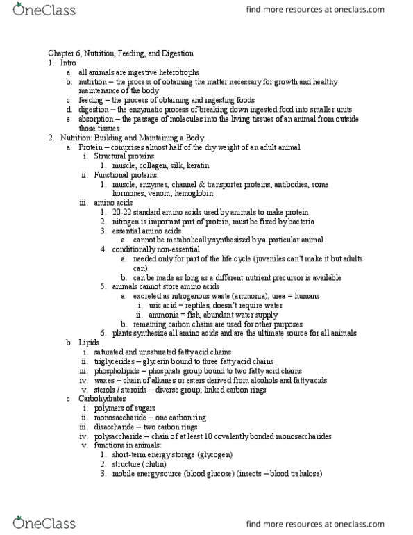 BIL 360 Lecture Notes - Lecture 4: Essential Fatty Acid, Essential Amino Acid, Snake Venom thumbnail