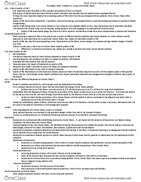 Psychology 2036A/B Chapter Notes - Chapter 11: Chronic Fatigue Syndrome, Body Image, Fibromyalgia thumbnail