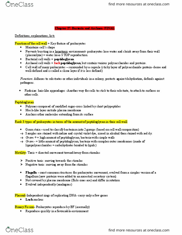 BIOL 226 Lecture Notes - Lecture 27: Horizontal Gene Transfer, Gram Staining, Crystal Violet thumbnail