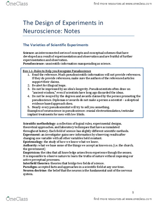 NESC 2007 Chapter Notes -Alternative Hypothesis, Neuron Doctrine, Ecological Validity thumbnail