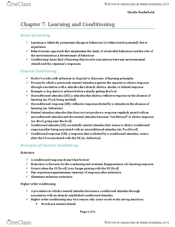 PS102 Lecture Notes - Determinism, Applied Behavior Analysis, Observational Learning thumbnail