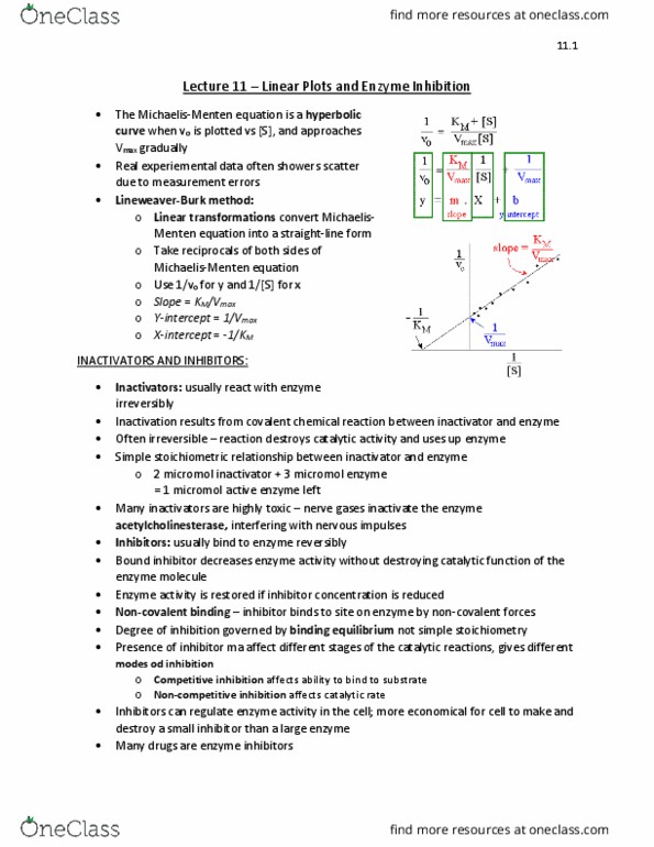 BIOC 2580 Lecture Notes - Lecture 11: Competitive Inhibition, Covalent Bond, Cytochrome C Oxidase Subunit Ii thumbnail