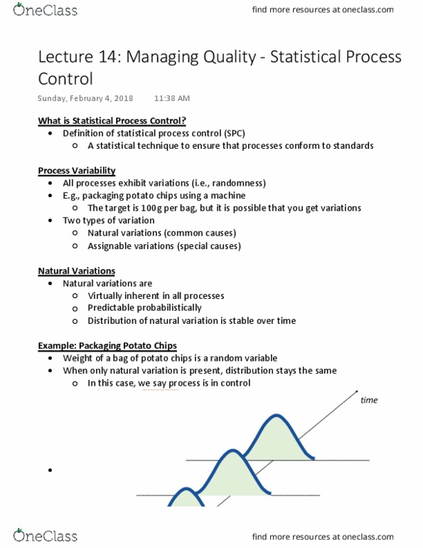 COMMERCE 2OC3 Lecture Notes - Lecture 14: Statistical Process Control, Random Variable, Standard Deviation thumbnail