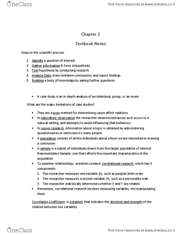 Psychology 1000 Chapter Notes - Chapter 2: Naturalistic Observation, Meta-Analysis, Trait Theory thumbnail