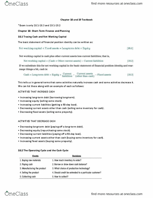 COMMERCE 3FA3 Chapter Notes - Chapter 18-19: Cash Flow, Current Liability, Accounts Payable thumbnail