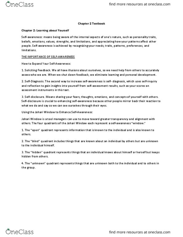 COMMERCE 3S03 Chapter Notes - Chapter 2: Extraversion And Introversion, Conscientiousness, Agreeableness thumbnail