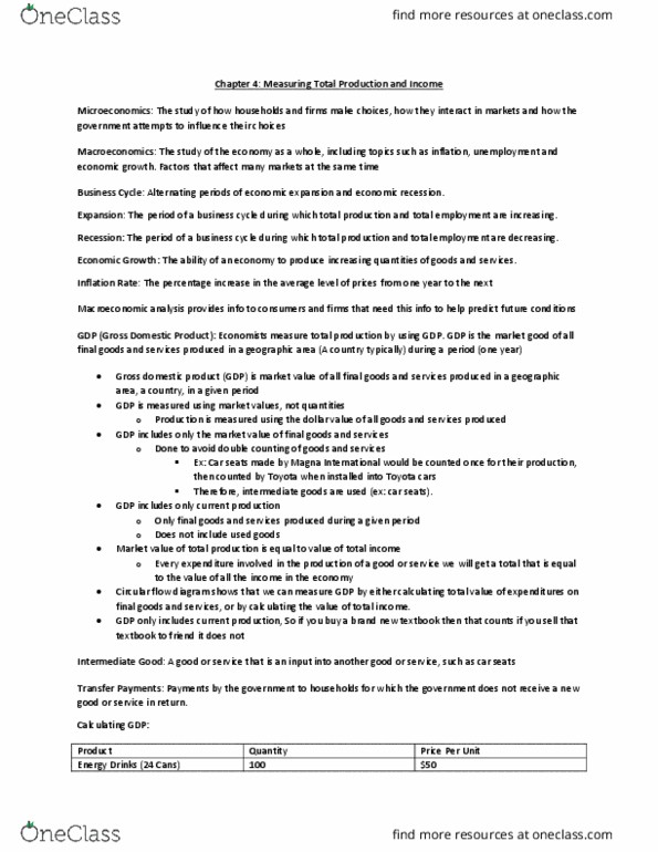 ECON 1050 Lecture Notes - Lecture 20: Gross Domestic Product, Magna International, Final Good thumbnail