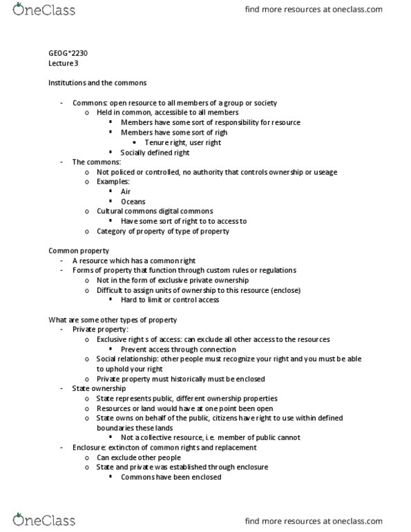 WMST 2000 Lecture Notes - Lecture 3: Digital Commons, State Ownership thumbnail