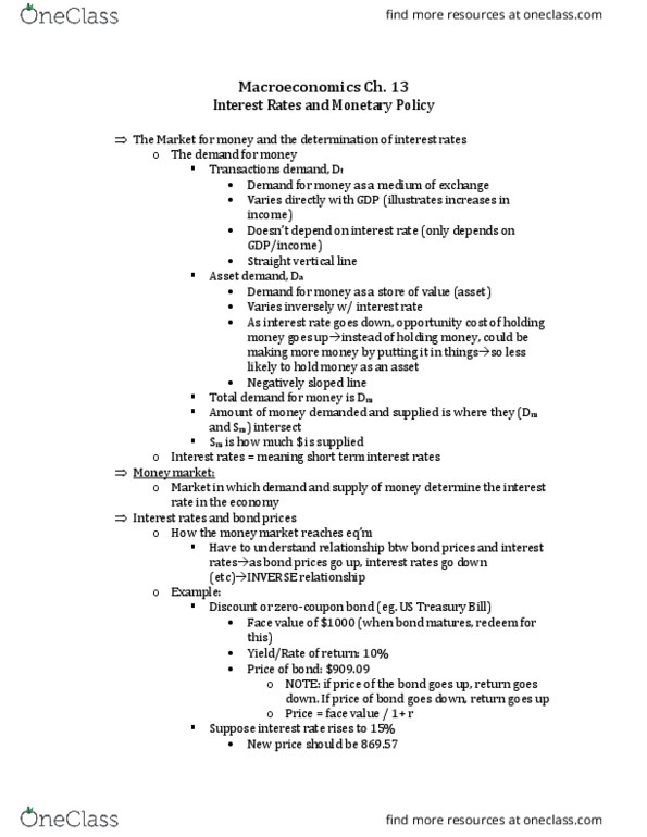 ACC 1110 Lecture Notes - Lecture 2: Money Market, Money Supply, Monetary Policy thumbnail