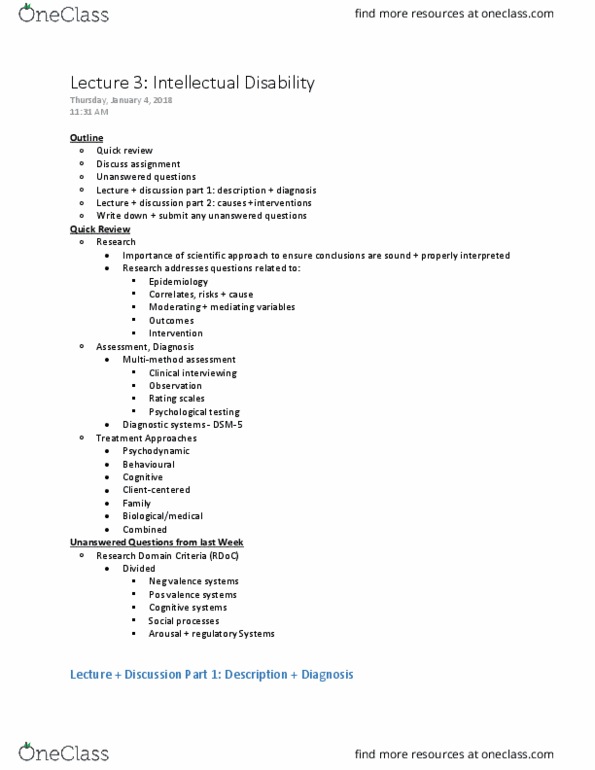 PSY341H5 Lecture Notes - Lecture 3: Research Domain Criteria, Autism Spectrum, Intellectual Disability thumbnail