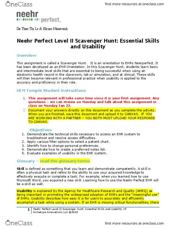 HIM 3203 Lecture Notes - Lecture 1: Electronic Health Record, Social Security Number, Christian Gottfried Ehrenberg thumbnail