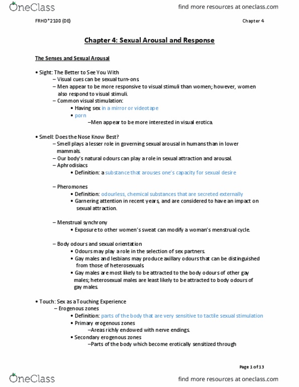 FRHD 2100 Chapter Notes - Chapter 4: Menstrual Synchrony, Anaphrodisiac, Methamphetamine thumbnail