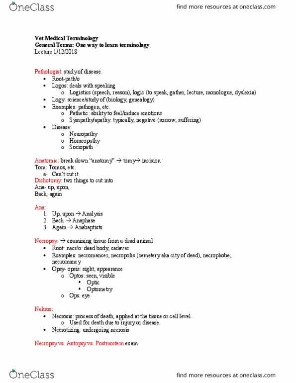 VPAT 3100H Lecture Notes - Lecture 1: Histopathology, Angiosarcoma, Gross Examination thumbnail