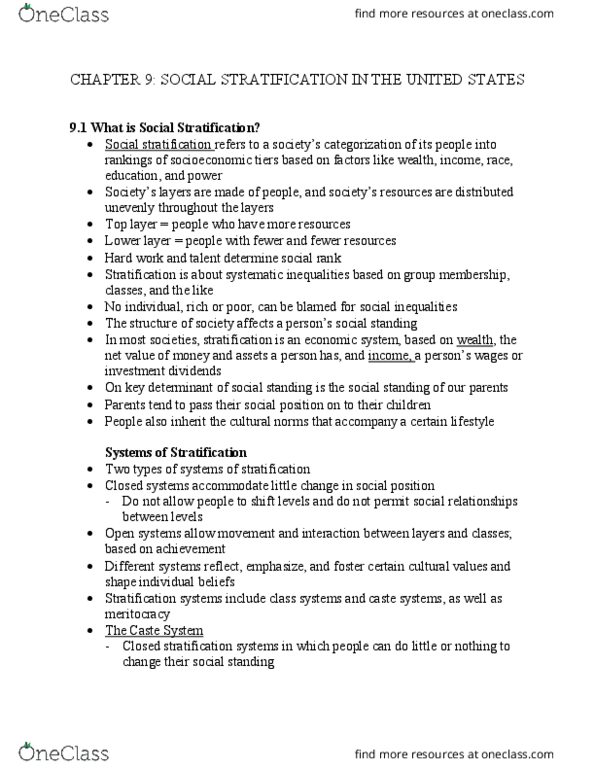 SOCI 101 Chapter Notes - Chapter 9: Social Stratification, Upper Class, Household Income In The United States thumbnail