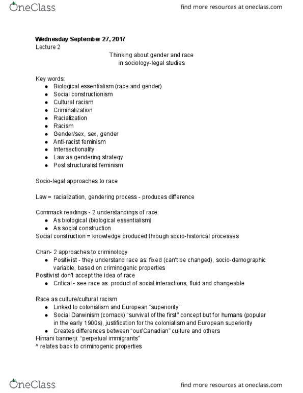 SOSC 1350 Lecture Notes - Lecture 2: Social Constructionism, Post-Structuralism, Social Darwinism thumbnail