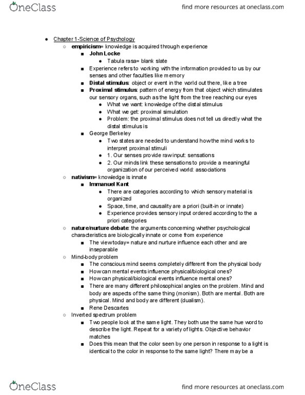 PSYCH 9A Lecture Notes - Lecture 2: John Stuart Mill, The Conscious Mind, Immanuel Kant thumbnail