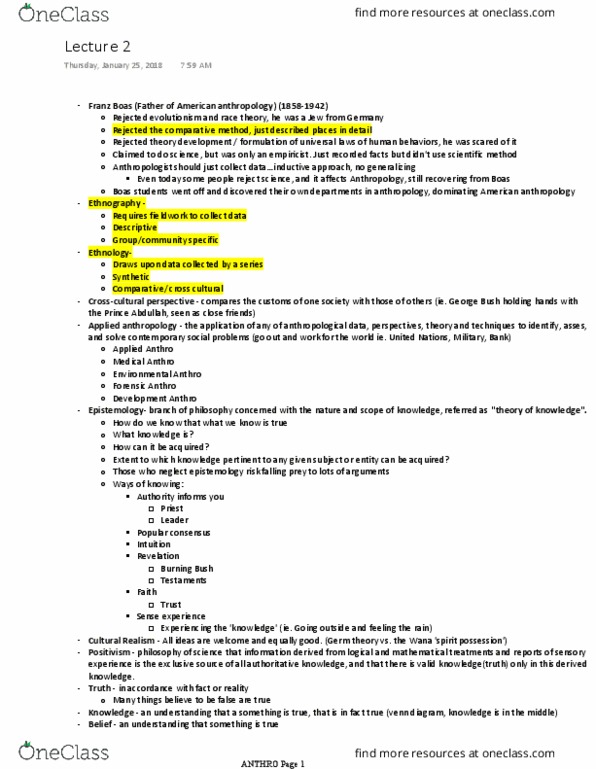 ANTH 201 Lecture Notes - Lecture 2: Franz Boas, Karl Popper, Venn Diagram thumbnail