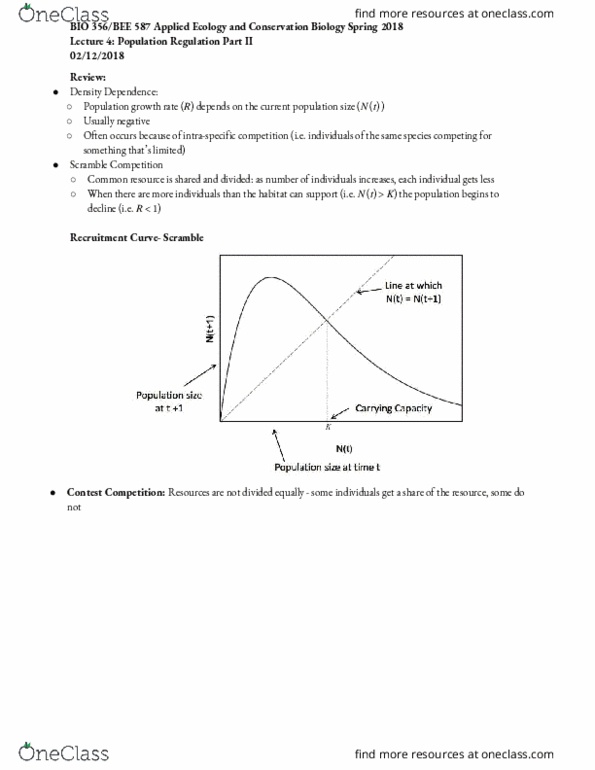 BIO 356 Lecture Notes - Lecture 4: Intraspecific Competition, Density Dependence, Exponential Growth thumbnail
