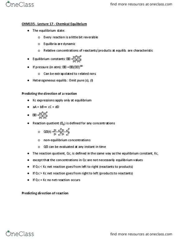 CHM135H1 Lecture Notes - Lecture 17: Reaction Quotient, Bromine, Equilibrium Constant thumbnail