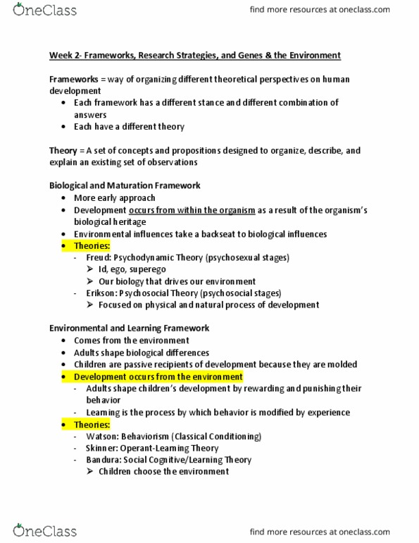 PSYC 2010U Lecture 2: Week 2- Framework, Research Strategies, Genes and the Environment thumbnail