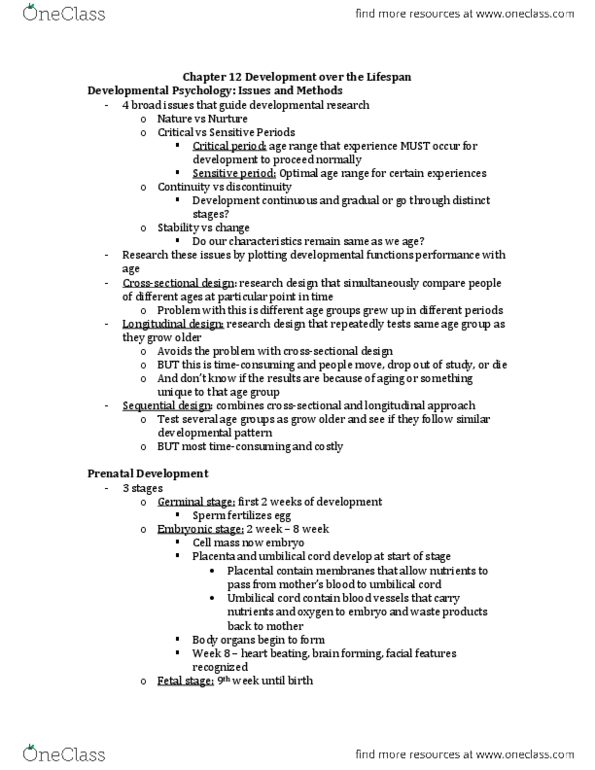 Psychology 1000 Chapter Notes - Chapter 12: Miscarriage, Peer Pressure, Habituation thumbnail