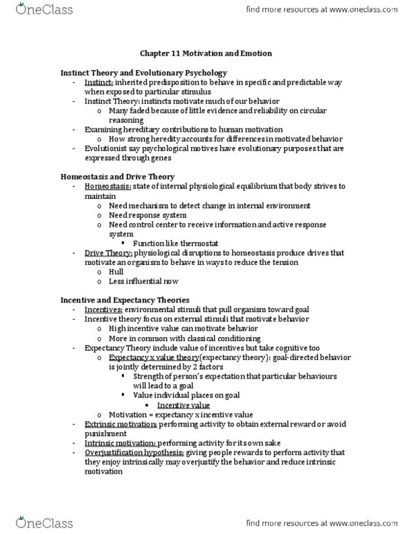 Psychology 1000 Chapter Notes - Chapter 11: Receptor Antagonist, Expectancy Theory, Institute For Operations Research And The Management Sciences thumbnail